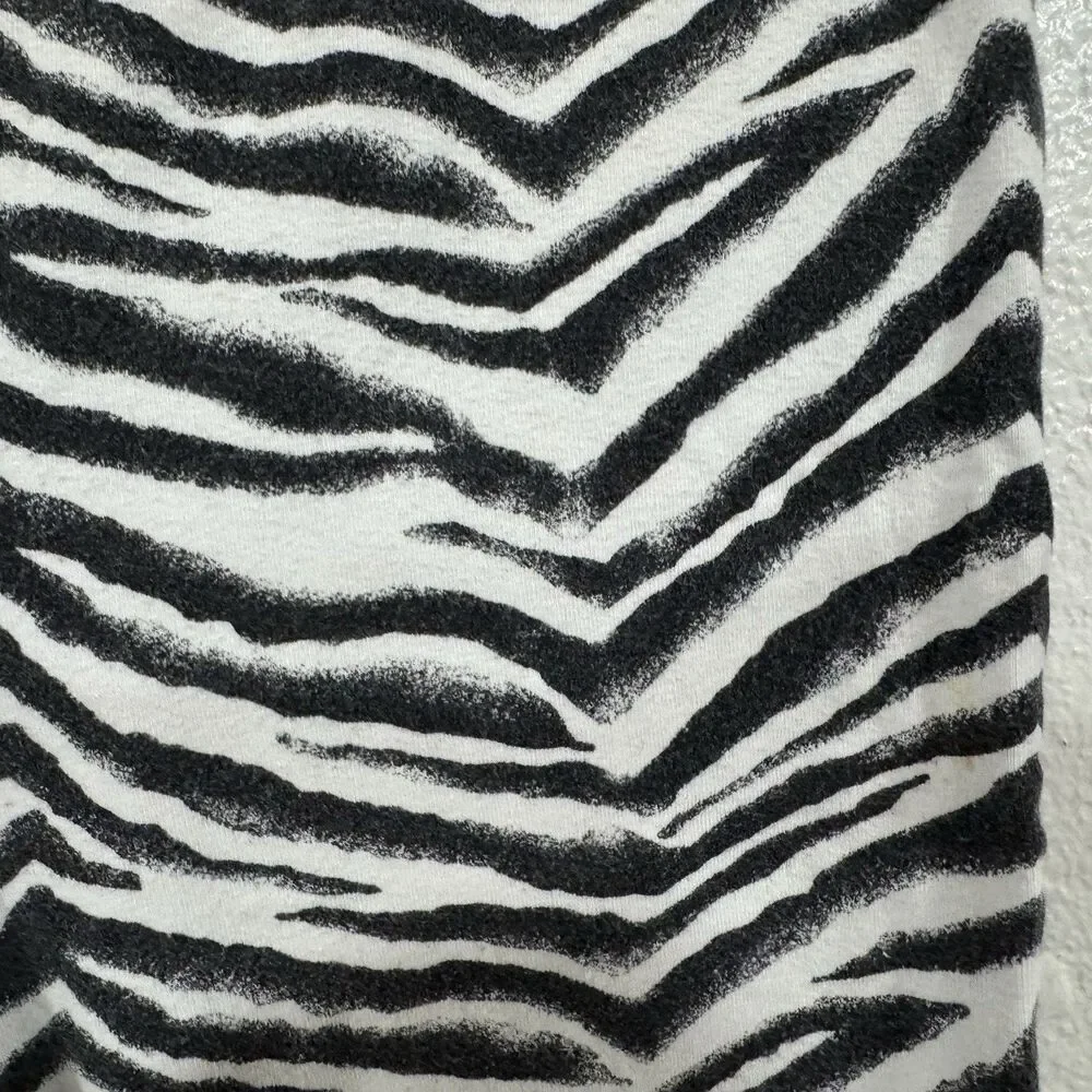 Faded Glory Girls L (10-12) Black White Zebra Print Leggings Soft Stretch Pants